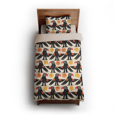 Tribal Birds Ivory twin-xl - microfiber - Natural Backing