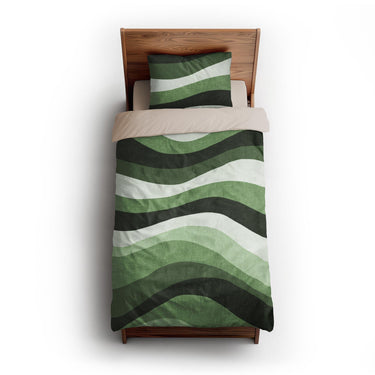 Sinuous Green Monochrome twin-xl - microfiber - Natural Backing