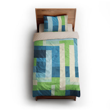 Henry Blue & Green twin-xl - microfiber - Natural Backing