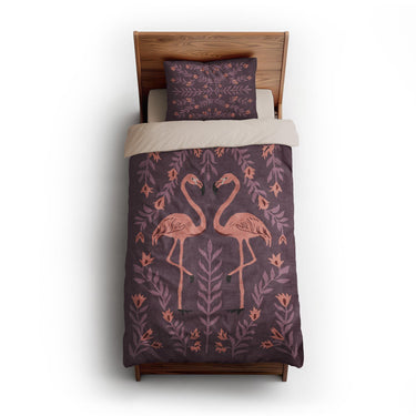 Flamingo Friends Purple twin-xl - microfiber - Natural Backing