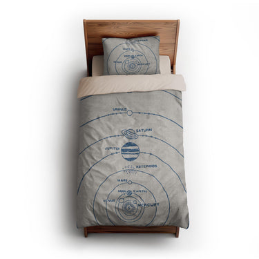 Solar System Blue & Ivory twin-xl - microfiber - Natural Backing