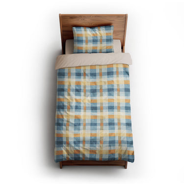 Monroe Plaid Blue & Yellow twin-xl - microfiber - Natural Backing