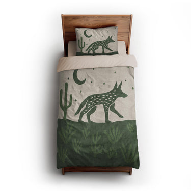 Desert Coyote Forest & Moss Green twin-xl - microfiber - Natural Backing