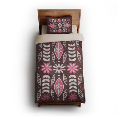 Topanga Burgandy & Pink twin-xl - microfiber - Natural Backing