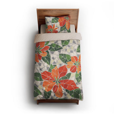 Mosaic Poinsettia Orange twin-xl - microfiber - Natural Backing