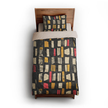 Milo Black Red & Yellow twin-xl - microfiber - Natural Backing