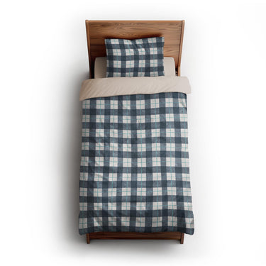 Wallace Plaid Blue & Teal twin-xl - microfiber - Natural Backing