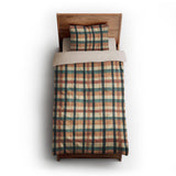 Brenton Plaid Taupe Teal twin-xl - microfiber - Natural Backing
