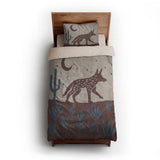 Desert Coyote Dark Red Clay & Dusty Blue twin-xl - microfiber - Natural Backing