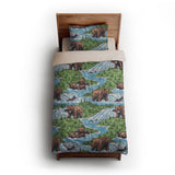 Bears Catching Salmon twin-xl - microfiber - Natural Backing