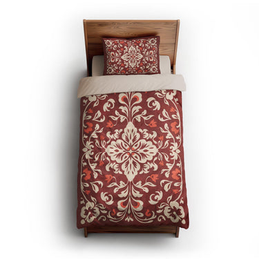 Annette Red & Ivory twin-xl - microfiber - Natural Backing
