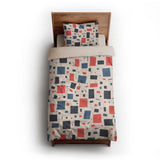 Geometric Confetti Blue & Red twin-xl - microfiber - Natural Backing