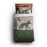 Desert Coyote Forest & Moss Green twin-xl - cotton - White Backing