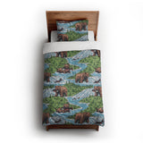 Bears Catching Salmon twin-xl - cotton - White Backing