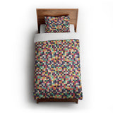 Pixel Mosaic Multicolor Midtone twin-xl - cotton - White Backing