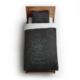 Solar System Charcoal & Teal twin-xl - cotton - White Backing