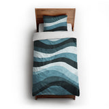 Sinuous Teal Monochrome twin-xl - cotton - White Backing