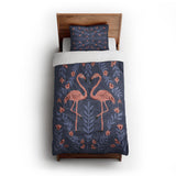 Flamingo Friends Navy twin-xl - cotton - White Backing