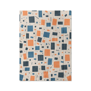 Geometric Confetti Blue & Orange in Twin XL (68" x 92") Size