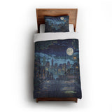 8 Bit Uptown Twilight Skyline in Twin XL (68" x 92") Size