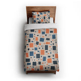 Geometric Confetti Blue & Orange in Twin XL (68" x 92") Size