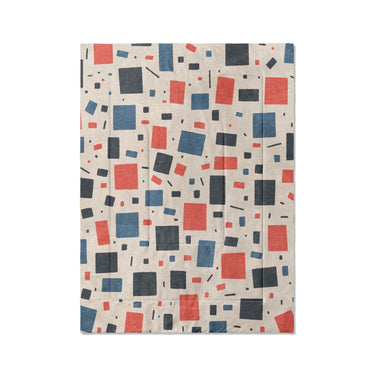 Geometric Confetti Blue & Red in Twin XL (68" x 92") Size