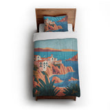 Mediterranean Cliffside Village in Twin XL (68" x 92") Size