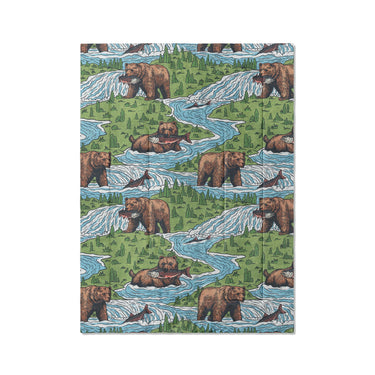Bears Catching Salmon in Twin XL (68" x 92") Size