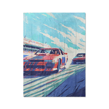 8 Bit Stock Cars in Twin XL (68" x 92") Size