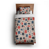Geometric Confetti Blue & Red in Twin XL (68" x 92") Size