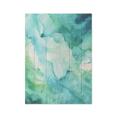 Zephyr Watercolor Blue & Green in Twin XL (68" x 92") Size