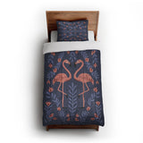Flamingo Friends Navy in Twin XL (68" x 92") Size