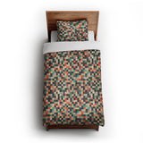 Pixel Mosaic Multicolor Earthtone in Twin XL (68" x 92") Size