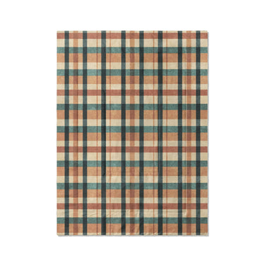 Brenton Plaid Taupe Teal in Twin XL (68" x 92") Size