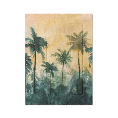 Sunset Palms Green & Orange in Twin XL (68" x 92") Size