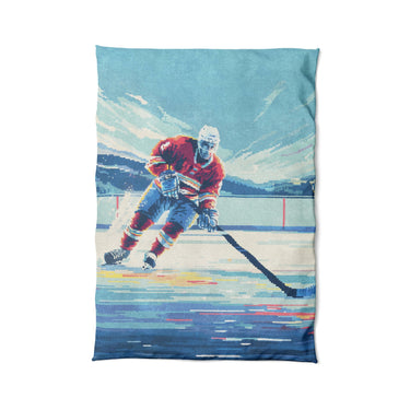 8 Bit Pond Hockey in Twin XL (68" x 92") Size