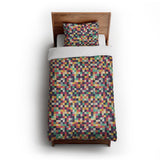 Pixel Mosaic Multicolor Midtone in Twin XL (68" x 92") Size