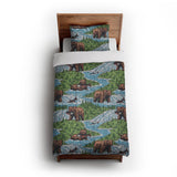 Bears Catching Salmon in Twin XL (68" x 92") Size