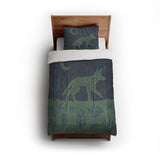 Desert Coyote Midnight Blue & Sage Green in Twin (68" x 88") Size