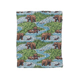 Bears Catching Salmon in Twin (68" x 88") Size