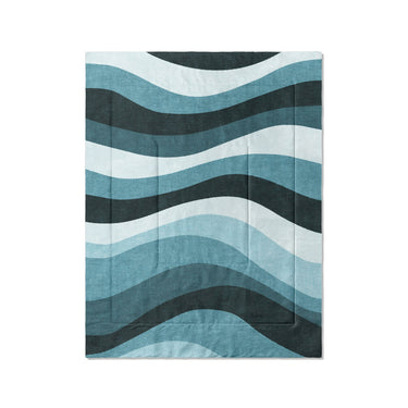 Sinuous Teal Monochrome in Twin (68" x 88") Size