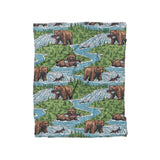 Bears Catching Salmon in Twin (68" x 88") Size