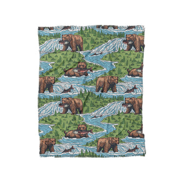 Bears Catching Salmon in Twin (68" x 88") Size