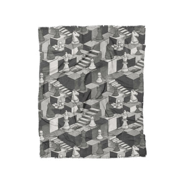 Harmon Surreal Chess Black & White in Twin (68" x 88") Size