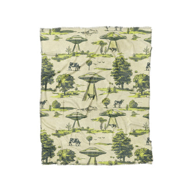 UFO Cow Abduction Toile in Twin (68" x 88") Size