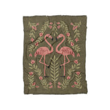 Flamingo Friends Sage Green in Twin (68" x 88") Size