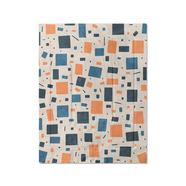 Geometric Confetti Blue & Orange in Twin (68" x 88") Size