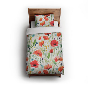 Watercolor Poppies in Twin (68" x 88") Size