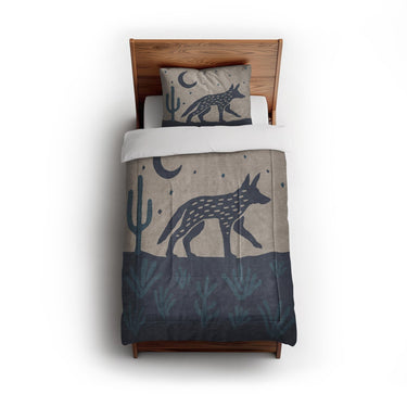Desert Coyote Midnight & Dusty Blue in Twin (68" x 88") Size