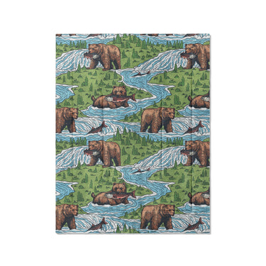 Bears Catching Salmon in Twin (68" x 88") Size